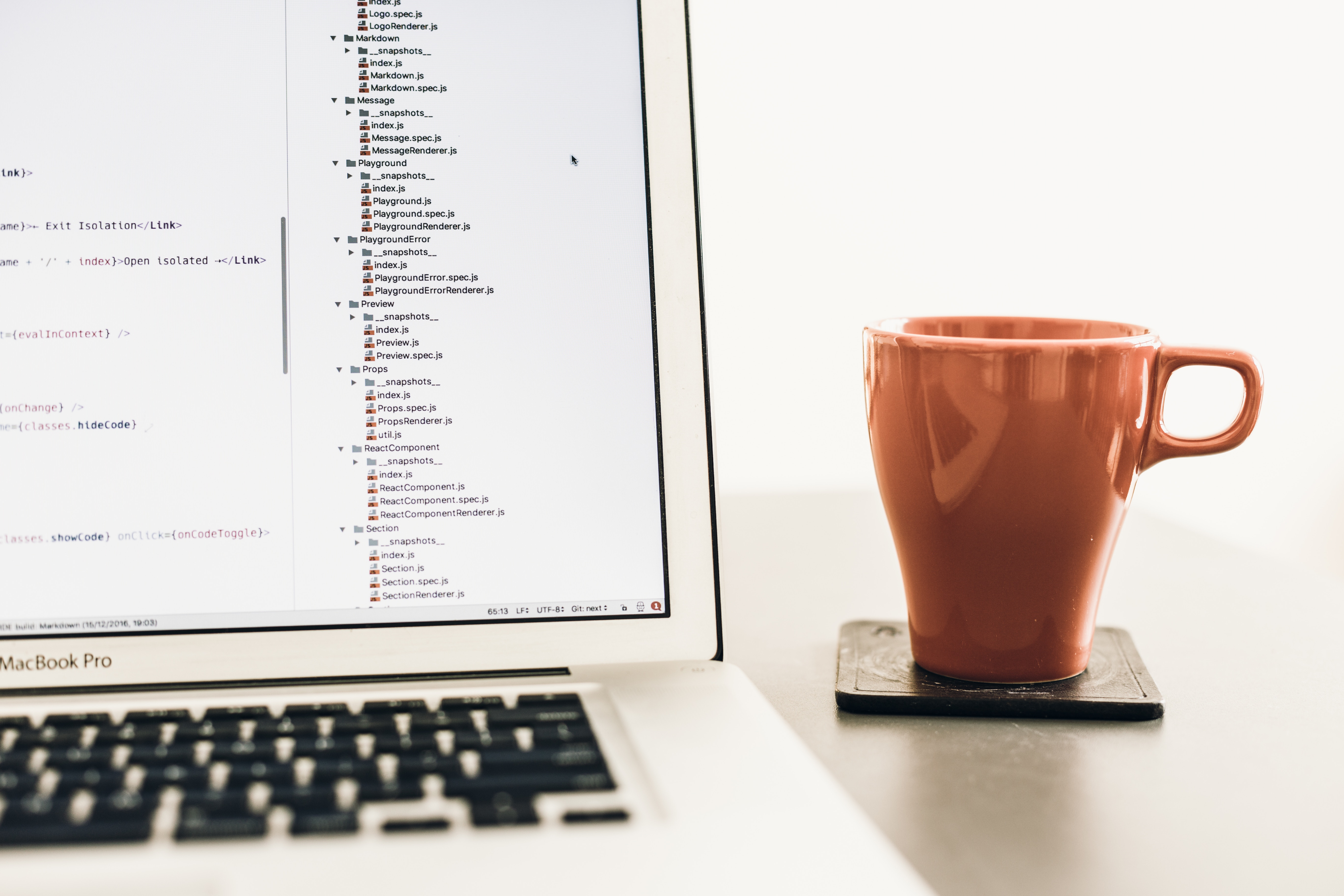 ReactJS code on the screen